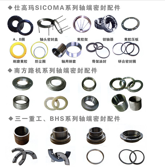 南方路機混凝土攪拌機配件，南方路機軸端密封配件、軸頭密封配件規(guī)格