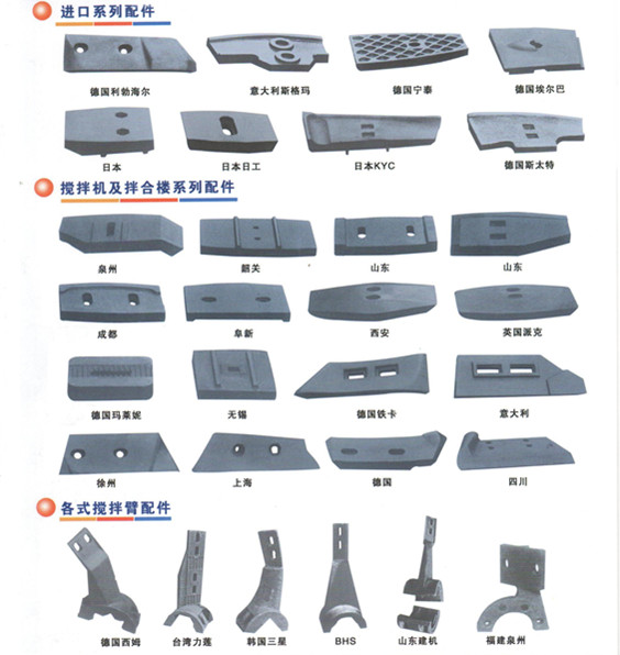 山東路通JS1500、遼寧海諾90站強制式攪拌機中拌葉、兩端襯板廠